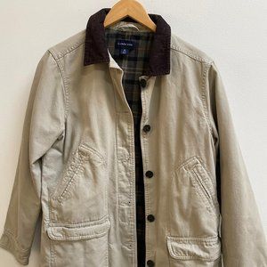 Land's End Adirondack Chore Barn Coat Plaid Flannel Lined Corduroy Collar Medium